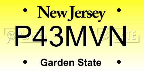 P43MVN New Jersey License Plate