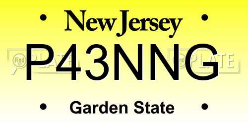 P43NNG New Jersey License Plate
