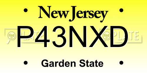 P43NXD New Jersey License Plate