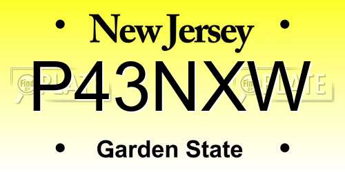 P43NXW New Jersey License Plate