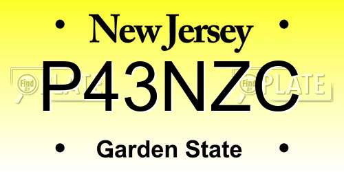 P43NZC New Jersey License Plate