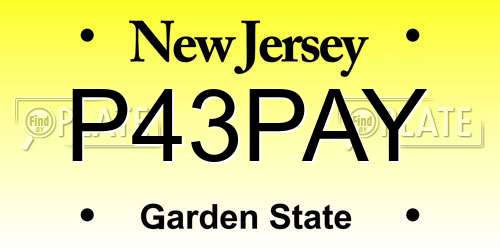 P43PAY New Jersey License Plate