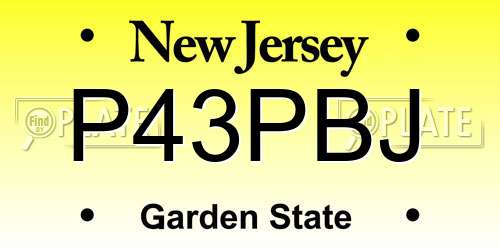 P43PBJ New Jersey License Plate