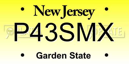 P43SMX New Jersey License Plate