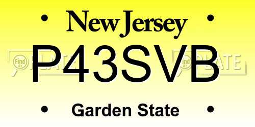 P43SVB New Jersey License Plate