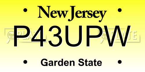 P43UPW New Jersey License Plate