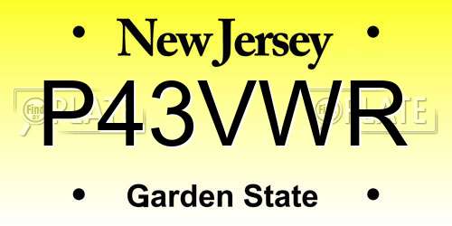 P43VWR New Jersey License Plate