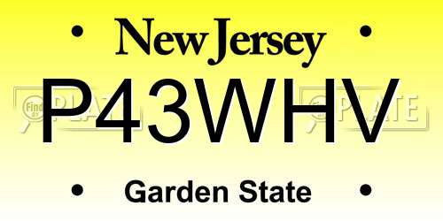 P43WHV New Jersey License Plate