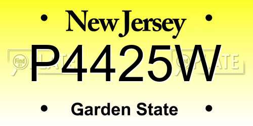 P4425W New Jersey License Plate