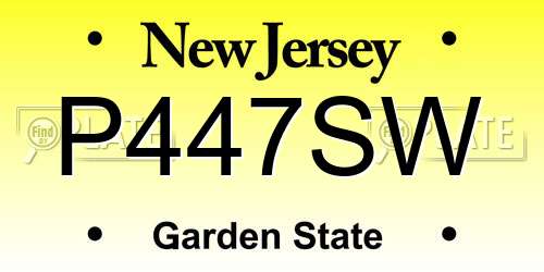 P447SW New Jersey License Plate