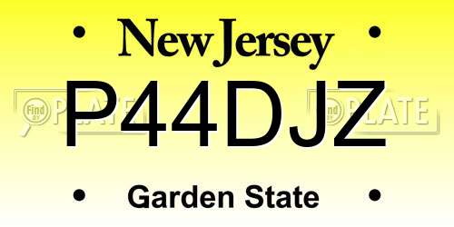 P44DJZ New Jersey License Plate