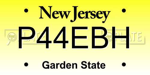 P44EBH New Jersey License Plate