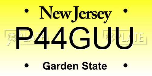 P44GUU New Jersey License Plate
