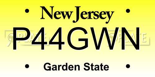 P44GWN New Jersey License Plate