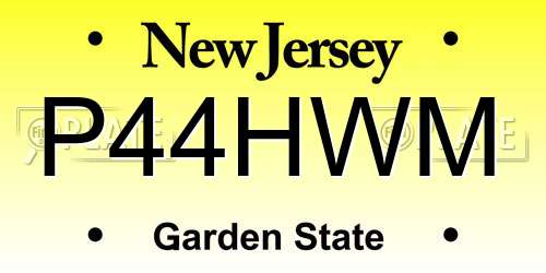 P44HWM New Jersey License Plate