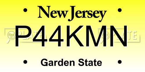 P44KMN New Jersey License Plate