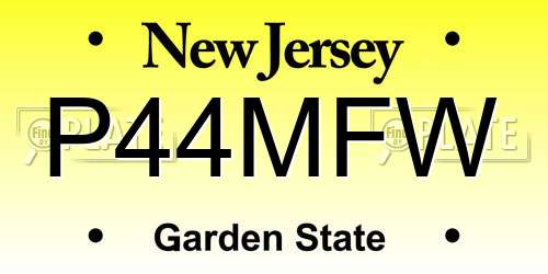 P44MFW New Jersey License Plate