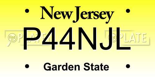 P44NJL New Jersey License Plate