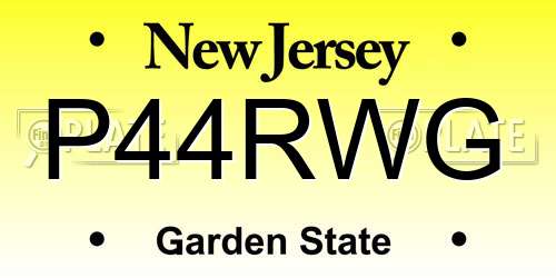 P44RWG New Jersey License Plate