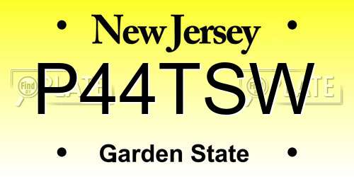 P44TSW New Jersey License Plate