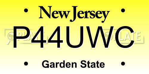 P44UWC New Jersey License Plate