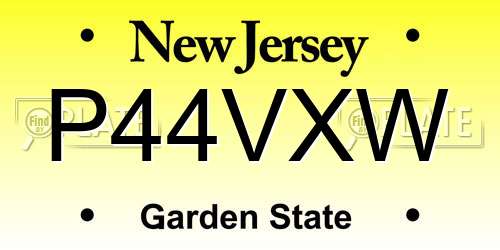 P44VXW New Jersey License Plate