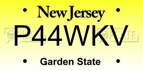 P44WKV New Jersey License Plate