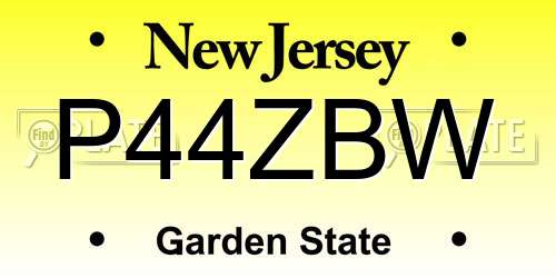 P44ZBW New Jersey License Plate