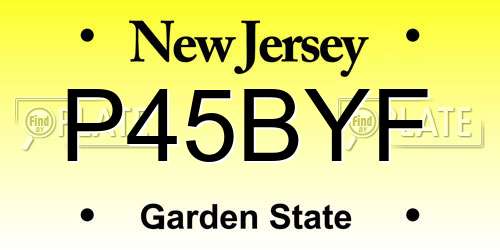 P45BYF New Jersey License Plate