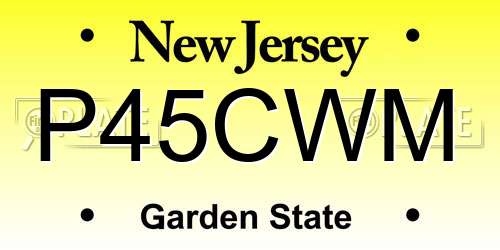 P45CWM New Jersey License Plate