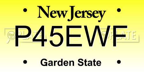 P45EWF New Jersey License Plate