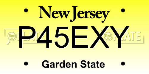 P45EXY New Jersey License Plate