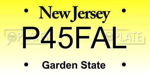 P45FAL New Jersey License Plate
