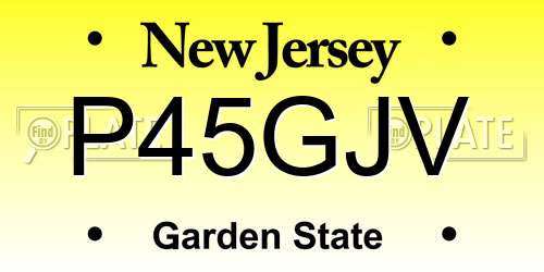 P45GJV New Jersey License Plate