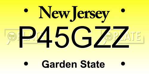 P45GZZ New Jersey License Plate