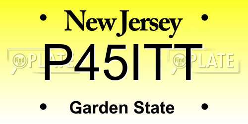 P45ITT New Jersey License Plate