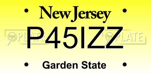 P45IZZ New Jersey License Plate