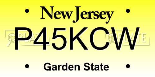 P45KCW New Jersey License Plate