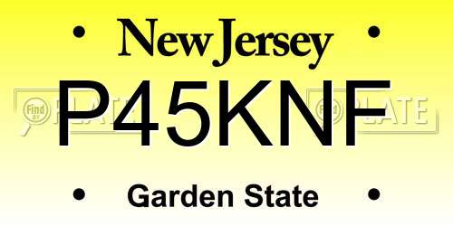 P45KNF New Jersey License Plate