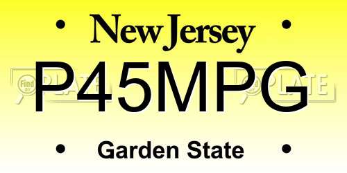 P45MPG New Jersey License Plate