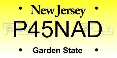 P45NAD New Jersey License Plate