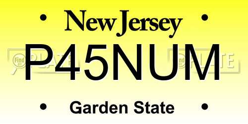 P45NUM New Jersey License Plate