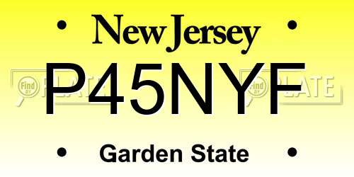 P45NYF New Jersey License Plate