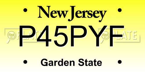 P45PYF New Jersey License Plate