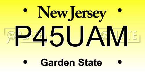 P45UAM New Jersey License Plate