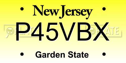 P45VBX New Jersey License Plate