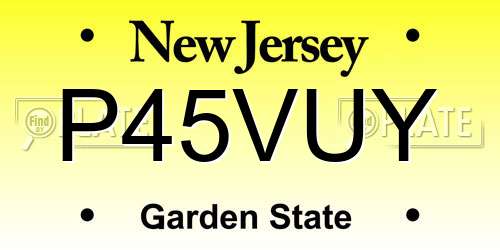 P45VUY New Jersey License Plate
