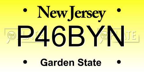 P46BYN New Jersey License Plate