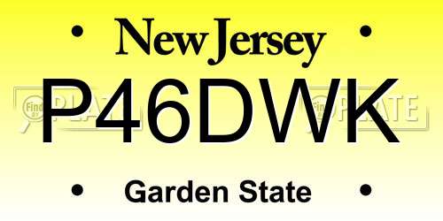 P46DWK New Jersey License Plate