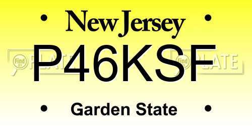 P46KSF New Jersey License Plate